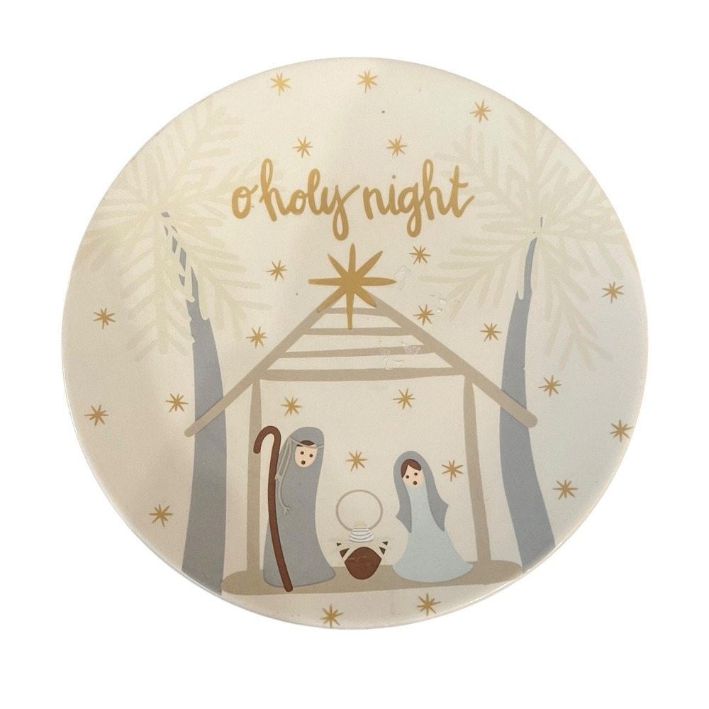 Coton Colors By Laura Johnson Neutral Nativity "O Holy Night" Salad Plate
